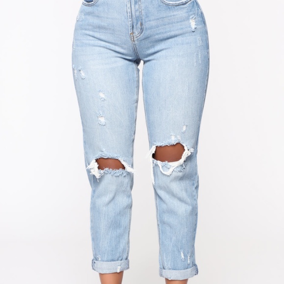Fashion Nova Keepin Me Stressed Boyfriend Jeans - Medium Blue Wash Size 3 - Picture 5 of 7